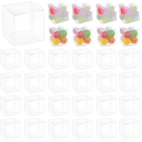 BENECREAT 120 Stück Durchsichtige Geschenkbox Aus Kunststoff, 4x4x4cm | Hochzeitsbevorzugungsboxen, Geschenkverpackung Für Die Hochzeitsfeier, Valentinstag, Muttertag, Halloween, Weihnachten