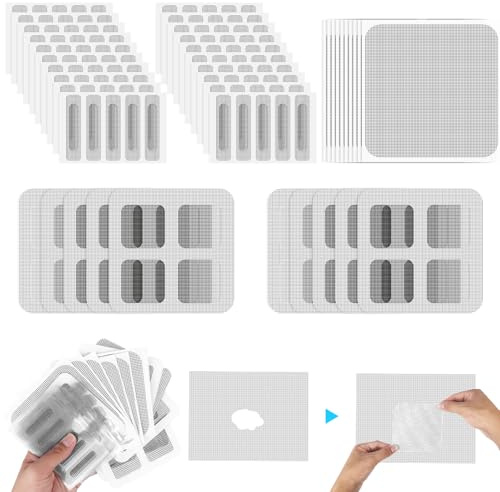 Sheryl&Rain 150 Pezzi Nastro Ripara Zanzariere, Ripara Zanzariera in Fibra di Vetro, Nastro Adesivo Ripara Zanzariere, Kit Riparazione Zanzariere, Ripara Rapidamente Strappi per Finestre e Porte