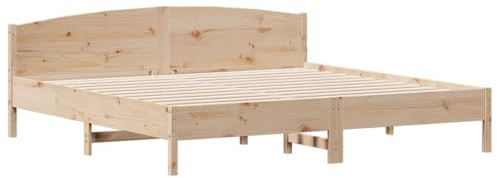 vidaXL Sängram med huvudgavel 200x200 cm massiv furu, säng, sovrumsmöbler, trä säng, dubbelsäng, trä sängram, sängbotten, sängram av massivt trä
