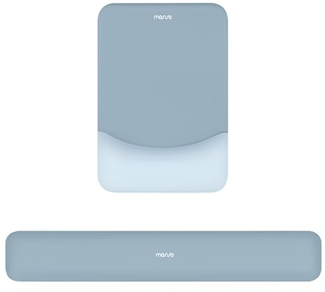 MOSISO Repose-Poignet pour Tapis de Souris&Clavier Set,Ergonomique Mouse Pad Antidérapante Rectangle Domicile/Bureau Soulagement Douleur,Repose Poignet Surélevé Courbé Mousse à Mémoire,Aiguemarine