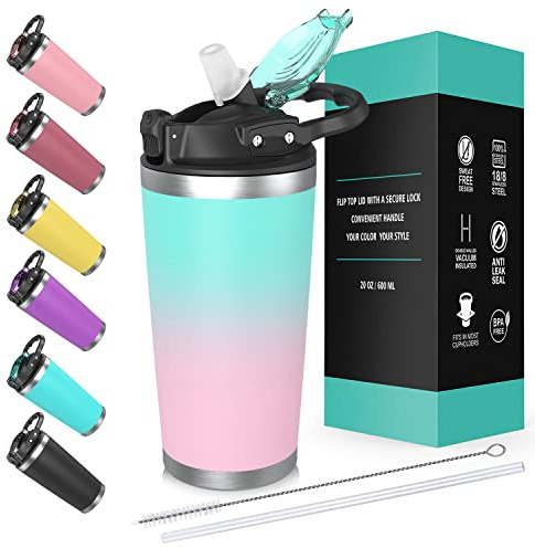 willceal Tasse de voyage isotherme en acier inoxydable à double paroi avec couvercle anti-éclaboussures, pour garder le café et le thé chaud et froid (Sorbet), travel mug 01