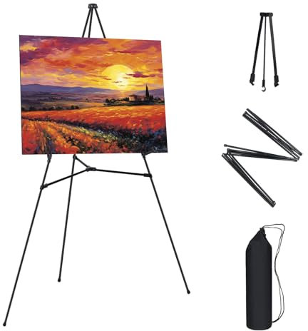 EWOID 1 x schwarze Staffelei für Hochzeitsschilder, 165 cm, verstellbare Metall-Staffelei für Display, tragbare faltbare Staffelei für Hochzeit, Ausstellung, Kunst, Poster mit tragbaren Taschen
