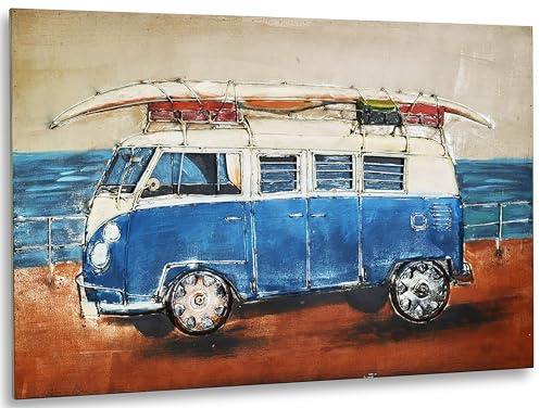 Kobolo Wandbild Wanddeko Metallbild 3D-Bild BEACH BULLY XXL 108x72 cm