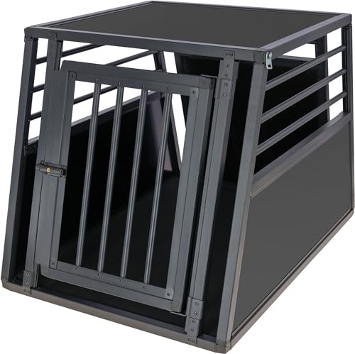 Kerbl Pet Alu-Transportbox Vacation | Graphit, 92 × 65 × 65,5 cm, Aluminium, mit Anti-Rutsch-Teppich, eintürig und einfach zu reinigen
