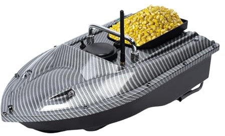 SICHENSH Fischerköderboot 500M Ferngesteuert Futterboot Köderboot mit LED-Navigator-Licht Ferngesteuertes Boot Angelköderboot Futterboot Angeln 13000rpm 1.5KG Beladung (Schwarz)
