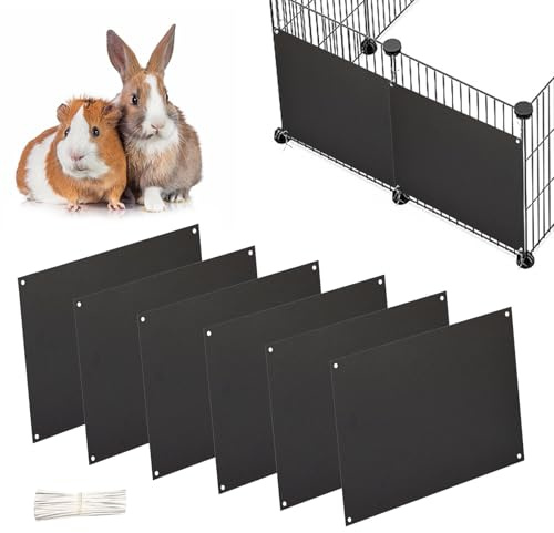 Oncpcare 6-pack husdjursbur foder skydd blockljus 25 cm x 20 cm kaninbur urin skydd bur kantfoder marsvin sidofoder livsmiljö ytterpanel små djur bur tillbehör (svart)