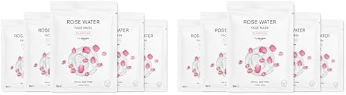 by Amazon Maschera per il viso rimpolpante in tessuto con acqua di rose, 18 ml, 5 pezzi (Confezione da 2)