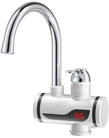 siduytin Grifo eléctrico 3000W LED para lavabo, grifo giratorio de 360 grados, cocina, baño, mezclador de agua fría y caliente, rociador de calentador de agua, de entrada inferior