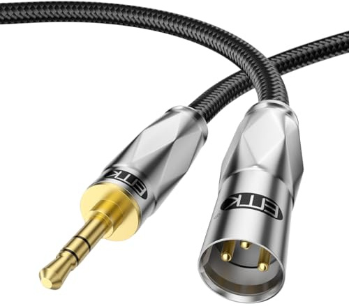 EMK Unbalanced 3.5mm to XLR Cable, 5 Metres, Male to Male, Compatible with Smartphones, MP3 Players, Tablets, Laptops, Microphones, Mixers, Amplifiers, Speakers