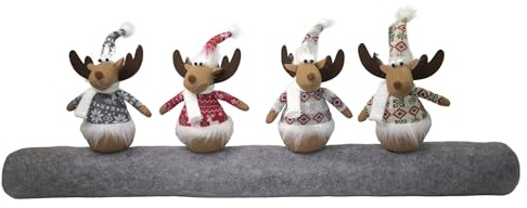 Zugluftstopper für Türen mit 4 Elchen – 90 cm lang, Filz, Türdichtung für Standardtüren, Weihnachtsdesign, Tür Zugluftstopper für Haustür, 25 cm hohe Elche, Deko & Schutz gegen Zugluft