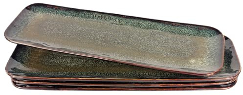 jinsongdafa Keramik-Salatteller, 4er-Set, Servierplatten, 36 cm Rechteckige Servierplatten, Serviertabletts für Küche, Restaurant, Essgeschirr, Partys, Mikrowellen- und spülmaschinenfest