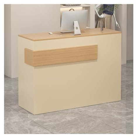 NQNFWCRJ Rezeptionstheke Tisch Moderne Ladentheke Extra Breite Theke Büro Computerarbeitsplatz Abschließbare Schubladen Ladenkasse Lobby Hotel Salon Empfangstheke(Beige,80cm)