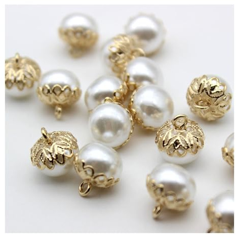 Codulu 10PCS runde Vintage-Perlenknöpfe zum Nähen-Gold-12mm | Ersatzknöpfe,Blazer,Hemden,Mäntel,Näh- und Reparaturarbeiten für Erwachsene,Bekleidungsdekoration,Bastelartikel für Kinder
