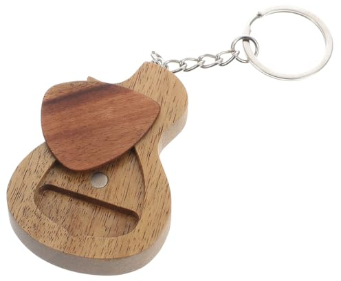 ibasenice 1satz Holz Gitarren-pick Mit Schlüsselanhänger Und Aufbewahrungsbox Praktisches Und Kreatives Design Für Musiker Für Konzerte Und Reisen Robust Und Tragbar