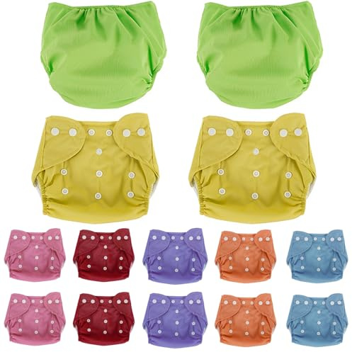 7 Stück Babywindeln,wiederverwendbare Stoffwindeln für Neugeborene,waschbare Windelüberzüge,verstellbare Babywindeln, Trainingshose aus gestricktem Netzgewebe für die meisten Babys (14)