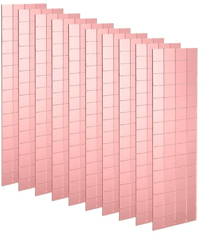 QUARKZMAN 10 Hojas 1200 Piezas Baldosas de Espejo de Mosaico Autoadhesivas 10x10mm Espejos Pequeños Cuadrados Adhesivos Pegatinas para Bola de Discoteca Mini Baldosas de Vidrio, Oro Rosa