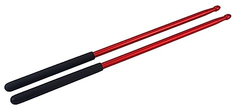 FUNOMOCYA 1 Par baqueta metalica rojo Musical Práctica llave tamboril palillo de baquetas baqueta antioxidante batería baqueta de aleación de aluminio