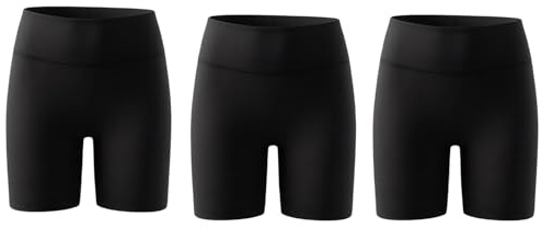 Smivibe 3-Pack Girls Stretchy Cycling Shorts 4-Way Stretch Fabric School Gymnastics Dance Shorts for PE Lessons Trainers Sports or Kids Black 7-8 Years
