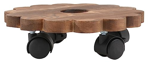 UPKOCH Support Plante Roulant en Bois Massif Plateau Rond 20 Cm 4 Roues Universelles Base Solide pour Pots de Fleurs D'intérieur et Extérieur Chariot Mobile pour Jardin