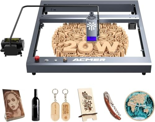 ACMER P2 20 W Laser Cutter, 30.000 mm/min Ultraschall- Laser Graviermaschine, Genauigkeit 0,001 mm, 420 x 400 mm großes Arbeitsfeld, Lasergravur- und Schneidemaschine für Holz, Metall und Leder