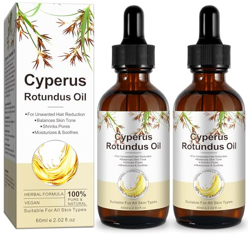 Cyperus Rotundus Olja för hårborttagning, 2-pack cyperusolja, minskning av kroppshårtillväxt, slät hud och hårborttagning, minskar porerna, Cyperus Rotundus olja lämplig för alla hudtyper
