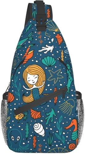 Brusttasche Druckstil Meerestiere Slingtasche Wasserdicht Leichte Geschäft Schultertasche, Für Fitness, Klettern, Sports
