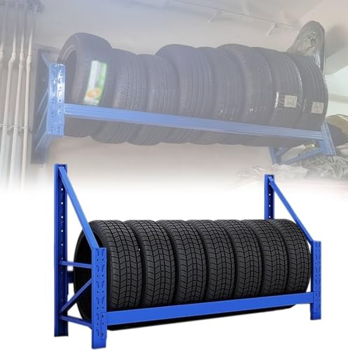 Supporto per pneumatici da parete/montaggio a pavimento, scaffale per attrezzature per pneumatici/supporto per ruota di scorta per auto, espositore per pneumatici per sca,Load 250kg-200x50x80cm