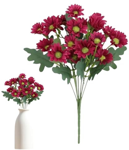 Zyntora Künstliche Chrysanthemen,UV-beständige Deko für Terrasse und | wasserfeste Eukalyptusblätter Grabschmuck Halloween Herbstdekoration für Garten Vorgarten Terrasse Haustür