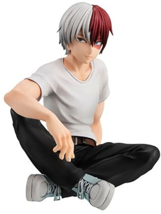 Anjinguang Todoroki Shouto Figure MHA Anime Statue, 7.5cm Sitting Pose Figure PVC Model Cartoon Figurine MHA Merch Collectible Desktop Decoration Gifts