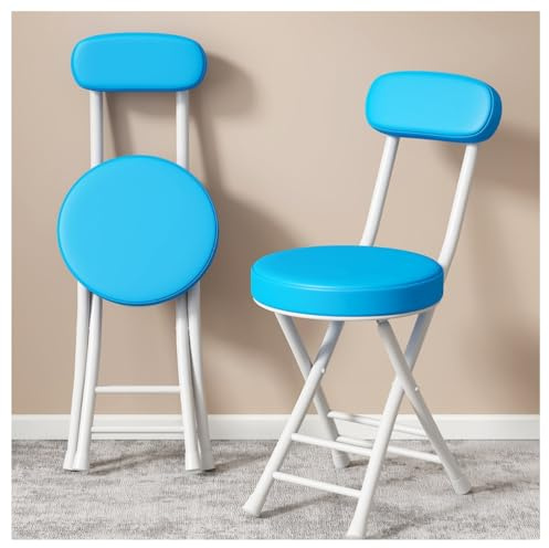 Tragbarer Klapphocker, gepolstert, Barhocker für Angeln, Wandern, Gartenarbeit, Reisen und Grillen, leichte Thekenhöhe, einfacher Tragegriff, Blau, 2 Stück
