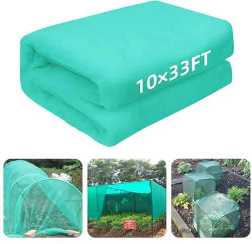 3 x 10m Garden Mesh Netting, Ultra Fine Mesh Protection Netting Plant Covers Greenhouse Row Cover Raised Bed Screen Barrier Net for Vegetable Fruits Flowers Trees Crops, Green