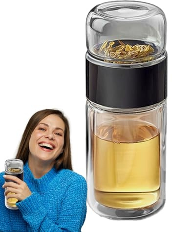 Vidrio de doble capa - Botella de infusión aislada de 500 ml, taza de separación de té de hojas sueltas | Botellas de agua de té de viaje para té de flores, bebida portátil para oficina al aire libre