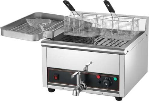 CVGfko Commercial Deep Fryer with Tubular Burner and Cold Zone for Efficient High-Volume Cooking,18L