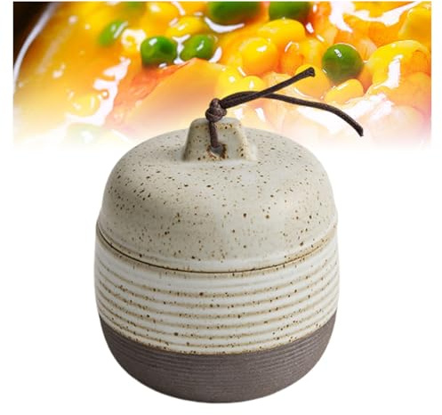 Pentola in ceramica giapponese con coperchio, portauovo vintage for stufato for uova sode e al vapore, pentola for zuppa rustica for famiglie(500ml)