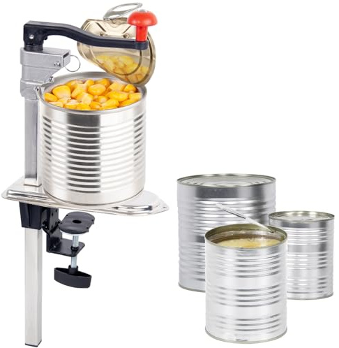 Commercial Bench Can Opener Heavy Duty, Removable Table Mount Manual Can Opener with Clamp Base, Stainless Steel Blade, Adjustable Height for #10 Cans, No Drilling Required for Any Countertop