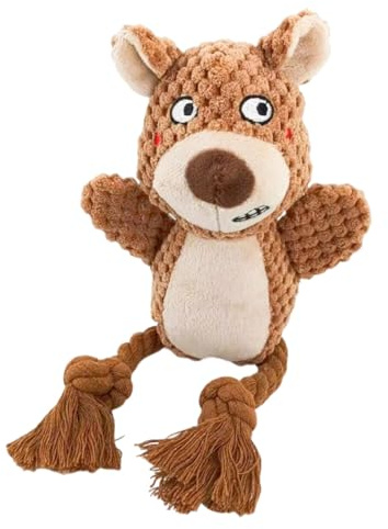 TONYFY Quietschspielzeug für Hunde, Plüsch Kauspielzeug Seilspielzeug, Bär