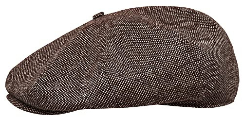 Sterkowski Peaky | 100% Wolle Schiebermütze für Herren und Damen | Paperboy Cap Schirmmütze Flatcap Newsboy Ballonmütze Winter Gangster Baker Boy Baskenmütze Cabrio Vintage Gatsby Braun 57 cm