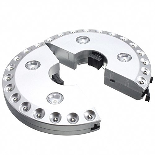 Miaoo 28 LED Cordless Parasol Lights with 28 Super Bright LED for Patio Umbrellas, Camping Tents or Outdoor Activities (Silver)