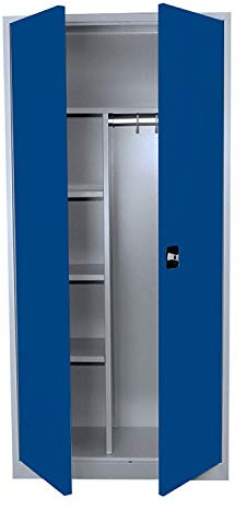 Lüllmann Metallschrank abschließbar Spindschrank Blau H 1800 B 800 T 383 mm | komplett montiert, Stahl, Lagerschrank Aktenschrank Putz Spind Werkzeugschrank, 545521