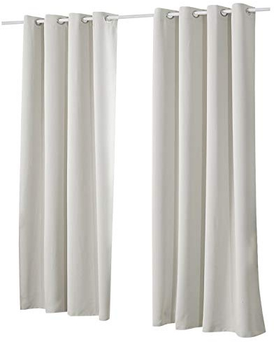Laneetal Verdunkelungsgardine mit Ösen, Vorhang Blickdicht, Verdunklungsvorhang, Thermovorhang für Schlafzimmer, Gardine Lichtundurchlässig, Ösenschal, Ösenvorhang, Creme, 135x245 cm, 2 Stücke