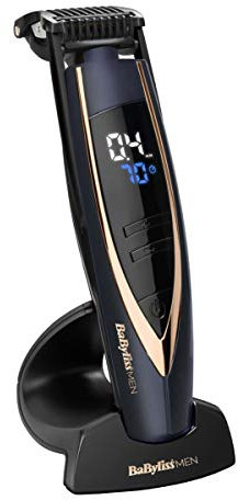 BaByliss Super Stubble XTP Beard Trimmer - Cordless & Waterproof Stubble/Beard Trimmer, 24 Length Settings (0.4-5mm), Gifts for Men, Blue & Rose Gold, 7898DU
