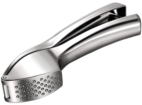 i-Venoya Garlic Press Crusher and Mincer with Sturdy Construction - Professional Food Grade, Rust proof, Easy to Squeeze and Easy to Clean