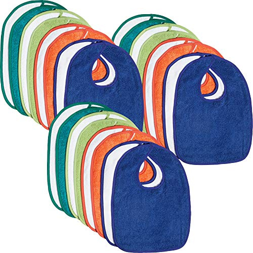Erwin Müller Baby-Lätzchen, Kinder-Latz 24er-Pack Frottier kräftig Größe - 100% Baumwolle, mit Klettverschluss, flauschig weich