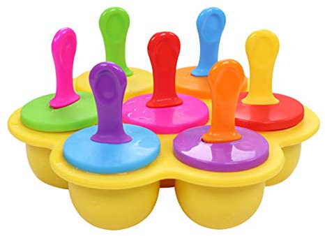 Mini Moule À Glace En Silicone, 7 Cavités Avec Bâtonnets En Plastique Colorés, Moule À Glace Pour Piqûres D'œufs, Sucettes Et Crème Glacée, Récipient De Stockage De Nourriture Pour Bébé,Jaune