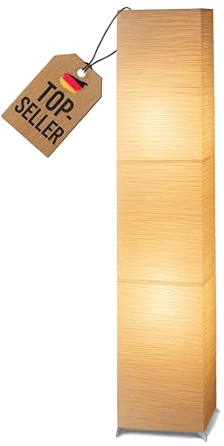 Trango LED Stehlampe OSLO 1213L – 125 cm hoch, eckig – Reispapier-Lampenschirm in Beige – inkl. 2x E14 LED 5W warmweiß – modernes Design