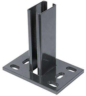 Alberts 686086 Ancre de poteau pour piquet de clôture pour panneaux à barre double | à visser | galvanisée à chaud, plastifiée, en anthracite RAL 7016 | platine 150 x 100 mm | pour poteaux 60 x 40 mm