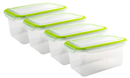 Kigima Gefrierdosen mit Klickverschluss 3x2,5L Grün – Vorratsdosen mit Deckel luftdicht – Transparente Frischhaltedosen – Aufbewahrungsbox Küche für Mealprep & Organisation – Austrian Quality