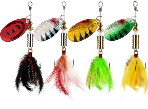 THKFISH Angelköder Kunstköder Spinner Köder Angelspinner Spinnerbait Forellenköder Angelköder für Bass Trout Crappie B-6g 4Stück