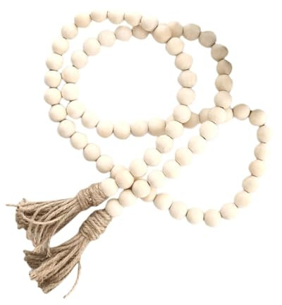 EXCEART Decoración Mural Agarre Cortinas Macrame de de de Madera con Borlas Rusticas Decoración del País Oración Boho de Madera Cuerda Decoración Cuerda con Bolas De Madera