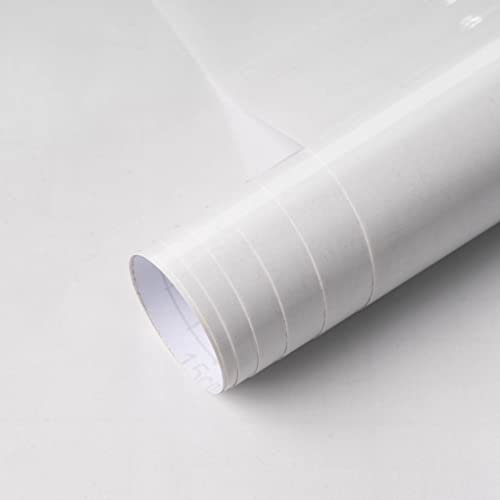 Arthome Blanc Brillant Contact Papier, 40cmx3m Auto Adhesif Papier Peint, Imperméable à l'eau, résistant à l'huile, Papier PVC Vinyle pour meubles, comptoir, cuisine, doublure d'étagère